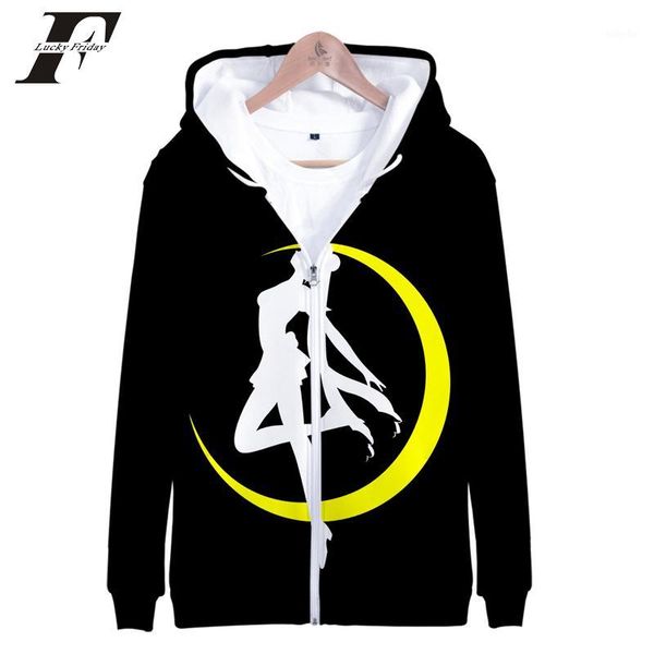 

sailor moon zipper hoodies 3d women's hoodies/sweatshirts japanese cartoon long sleeve kawaii aesthetics anime1, Black