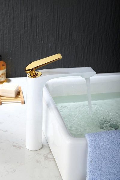 

bathroom sink faucets design white and gold deck mounted brass mixer faucet tall 59% copper basin