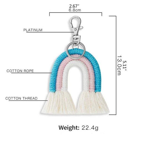 

weaving rainbow keychains boho car hanging jewelry gifts handmade macrame key holder keyring bag charm de jlloco