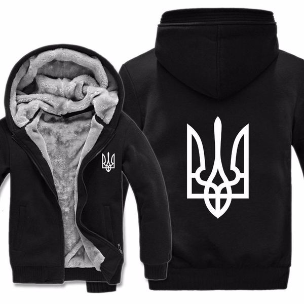 

new tryzub ukrainian hoodies sweatshirt men casual ukraine warm mens fleece sweatshirt jacket coat drop shipping, Black
