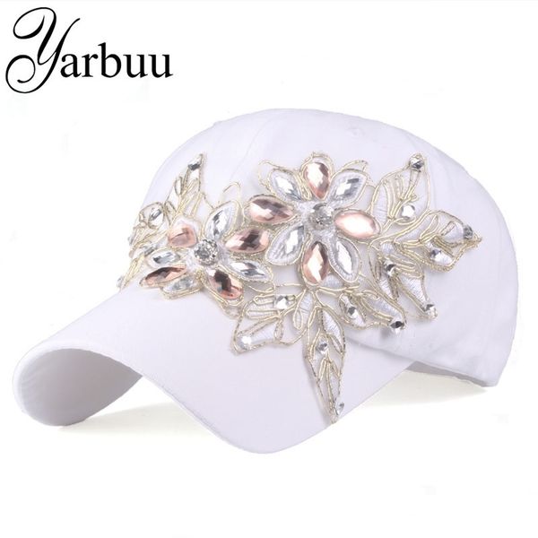 

yarbuu]brand baseball cap with rhinestone women casual snapback hat for flower new fashion solid summer sun lady hats wholesale y200714, Blue;gray
