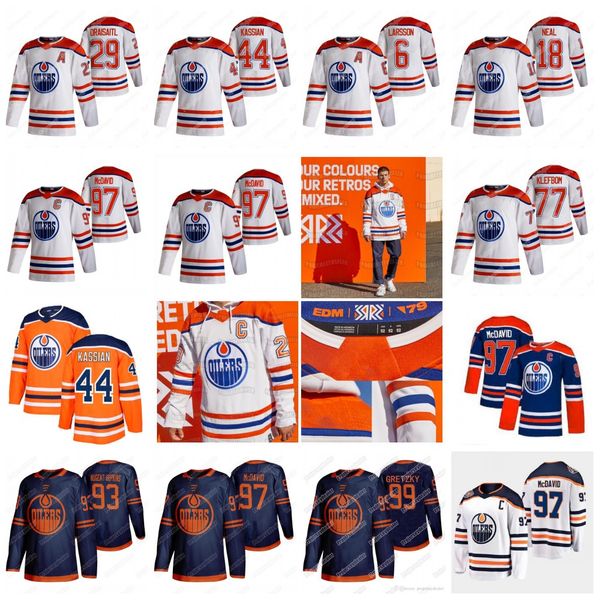 

youth edmonton oilers 2021 reverse retro connor mcdavid colby cave leon draisaitl ryan nugent-hopkins gretzky darnell nurse kassian jersey, Black;red
