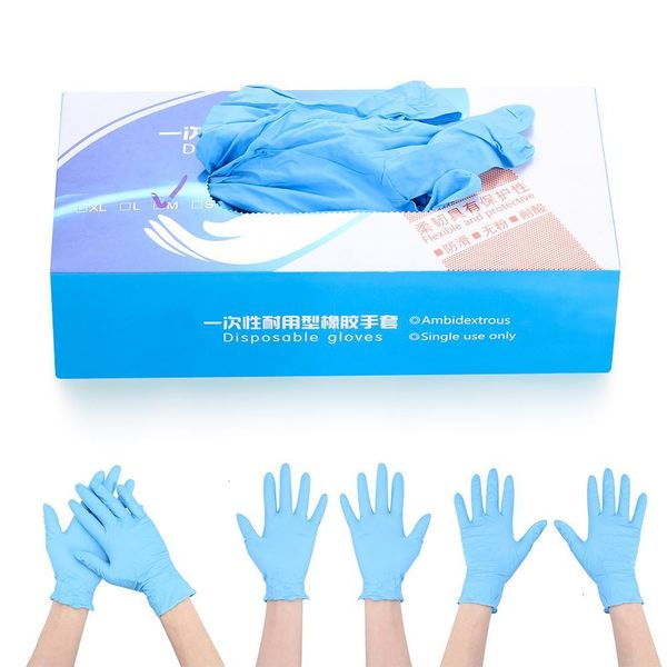

disposable 100pcs blue nitrile powder glove latex household rubber protective isolation clean spa barber salon glov