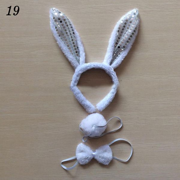 

girls plush bunny white head hoop rabbit ears headband fluffy tail cute bow tie set fancy dress party kid q sqcumv