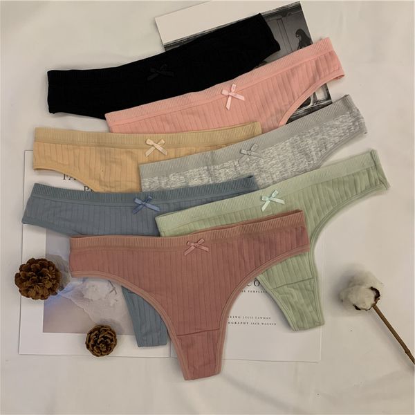 

lingerie women's cotton g-string thong panties string underwear women briefs intimate ladies low-rise 1 piece, Black;white