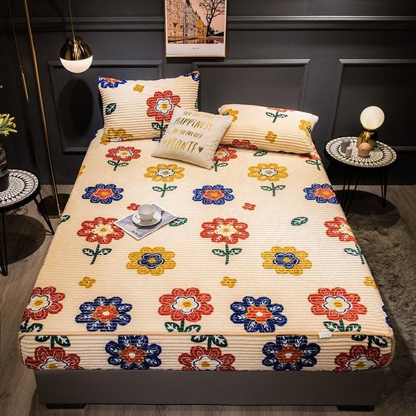 

sheets & sets luxury winter fit sheet mattress cover elastic fitted mask bed linen 2pcs cases