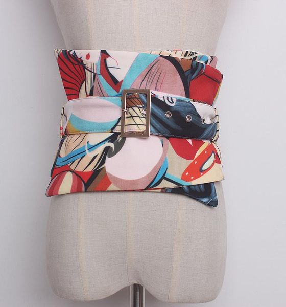 

women's runway fashion fabric print cummerbunds female dress coat corsets waistband belts decoration wide belt r1307, Black;brown
