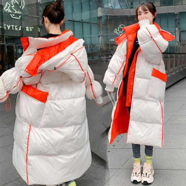 

women's long arrival down jacket women 2020 loose clothing outerwear quality with a hood fashion style winter coat, Black
