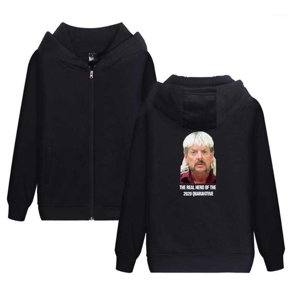 

joe exotic zipper hoodies men/women cap zipper up sweatshirts hip hop hoodie popular tiger king streetwear hoodie1, Black;brown