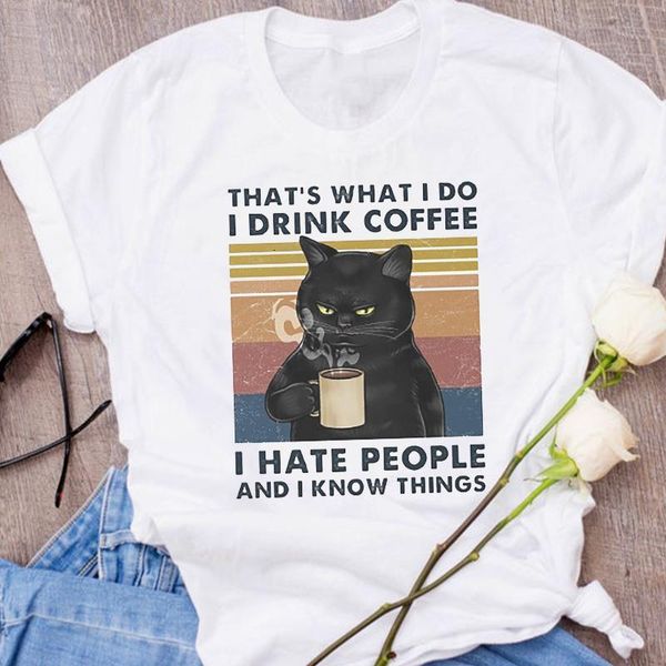 

женщины графические cool cat животное смешное мультфильм распечатать осень осень осень хэллоуин одежда леди tees tops женская футболка женск, White