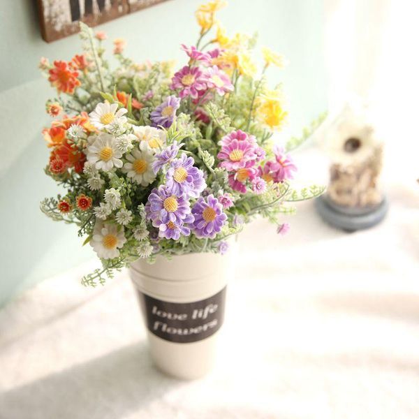

decorative flowers & wreaths 1pcs artificial daisy flower bouquet simulation plants fake marguerites for home wedding decor flores accessori