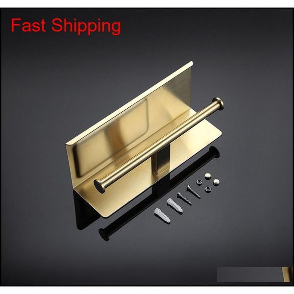 

double ring toilet paper holder big shelf black & brushed gold & chrome stainless steel qylltx homes2007