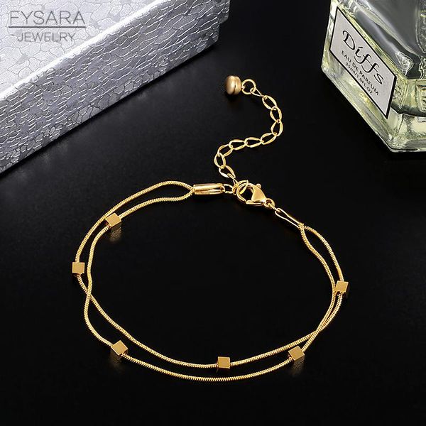 

fysara нержавеющая сталь квадратный charm chare браслеты для женщин ювелирные изделия аксессуары роза золотой цвет модный браслет партия юве, Black