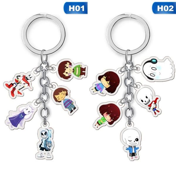 

game undertale keychain acrylic cartoon figure car key chains holder keyrings friend graduation christmas day gift, Silver