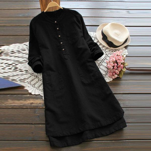 

casual shirt dress women's loose long sleeve kafan tunic gypsy ethnic dresses vestidos plus size 3xl, Black;gray