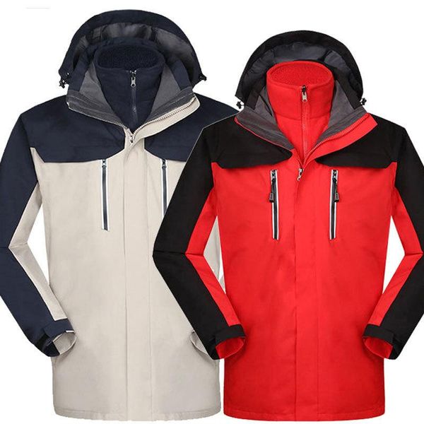 

outdoor clothing men and women with shake fleece two-piece buzzing sweater waterproof breathable wind-proof warm overalls custom, Black;red
