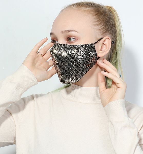 

masks sequins fashion glitter breathable protective black face dustproof respirator cycling reusable designer