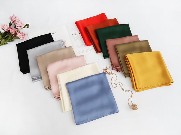 

plain silk scarf for women, square 70*70cm or 27.55*27.55inch 12 colors,all seasons comfortable wearing amazing beautiful,items, Blue;gray