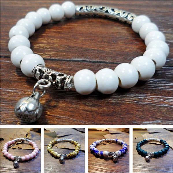

jingdezhen ceramic bracelet, tibetan silver miao silver jewelry accessories dmfb533 mix order 20 pieces a lot charm bracelets, Golden;silver