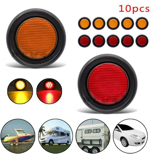 

10pc side marker lights round amber side marker clearance trailer truck1