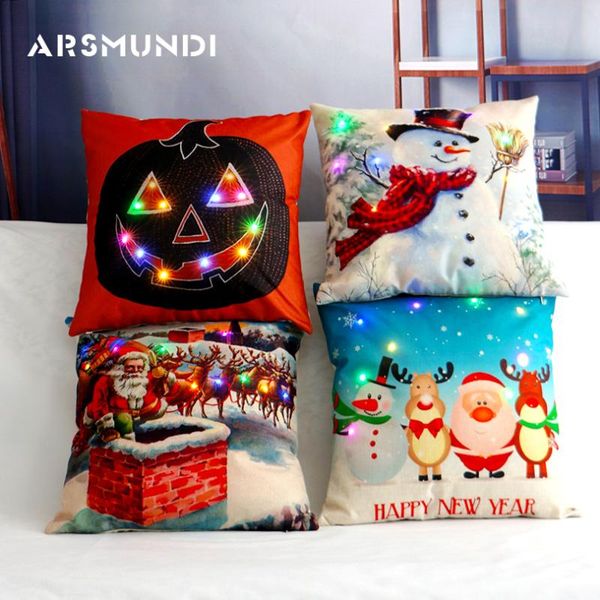 

cushion/decorative pillow christmas flax cartoon led cushion cove home use fashion cute cover living room bed vintage decorative simple case