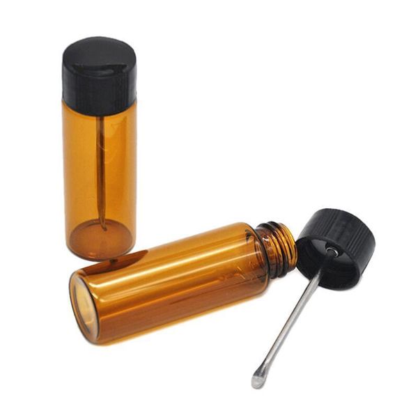 

прозрачный / коричневый стеклянный стеклянный металлический металлический флакон ложка специй snorter pill box хранение бутылки чехол контей