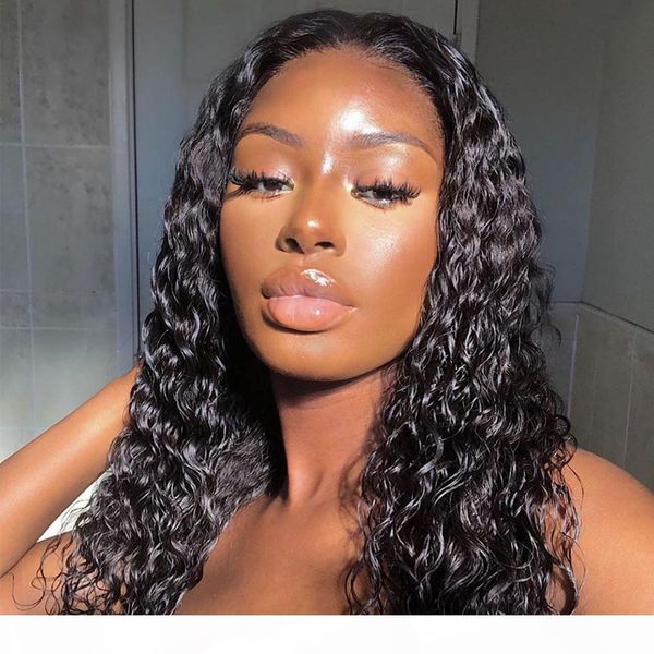 

13*4 lace front human hair wigs remy pre-plucked long curly human hair wig natural color for black women, Black;brown