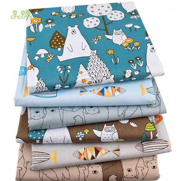 

chainho,6pcs/lot,new bears&fishes,twill cotton fabric,patchwork cloth,diy sewing quilting fat quarters material for baby&child1, Black;white