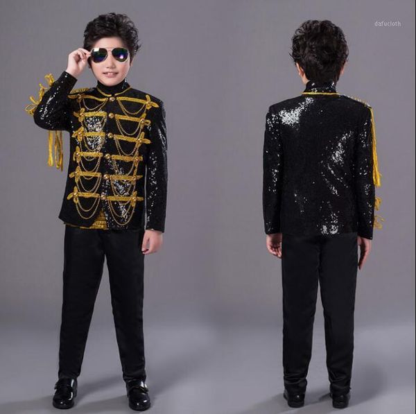 

black child mens suits designs masculino homme stage children's day singers men sequin blazer dance jacket star style england1, White;black