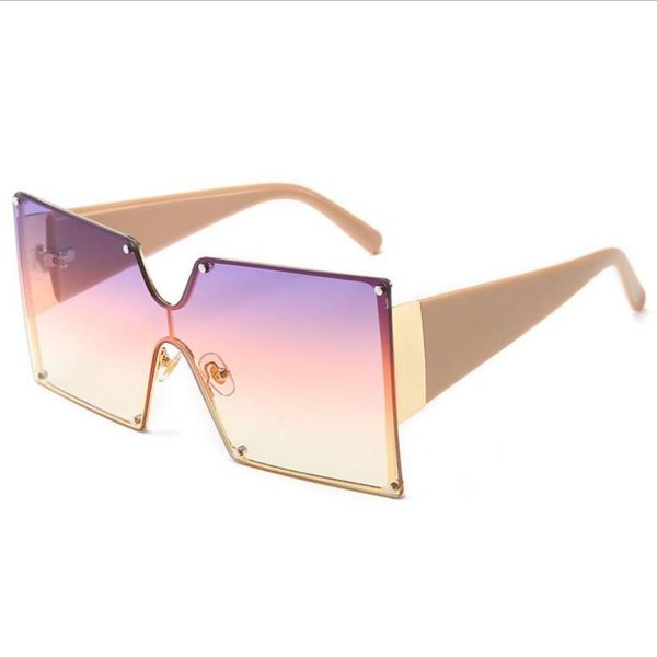 

2020 square sunglasses women brand designer oversized gradient blue black one piece sun glasses new style shades uv400, White;black