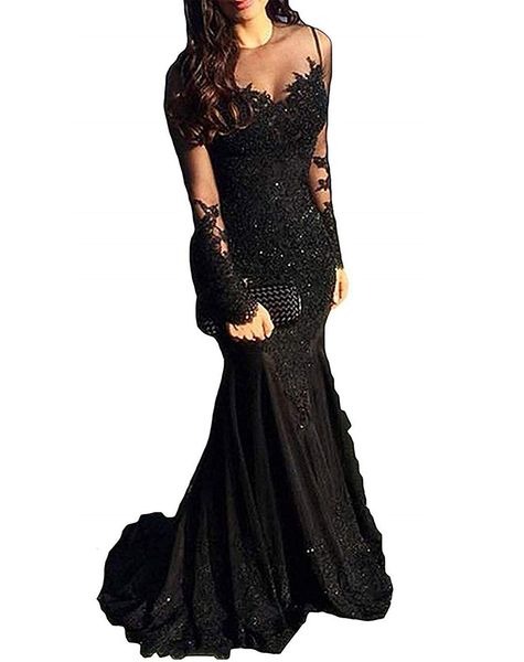 

2021 new delusions mermaid lace ball tulle sleeve party black prom dress vz3p, White;pink