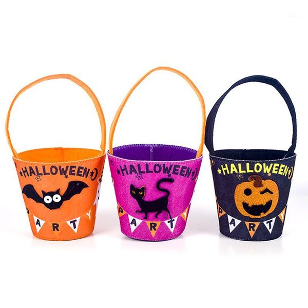 

halloween cloth art felt children candy bags trick or treat candy hand basket1