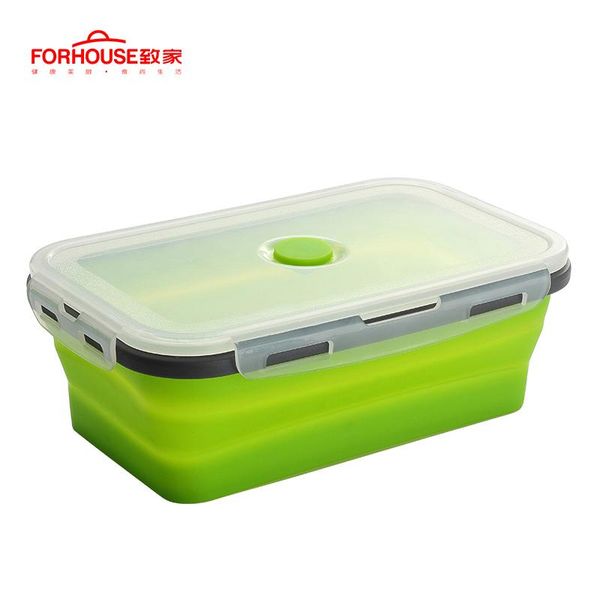 

silicone collapsible lunch box food storage container bento bpa microwavable portable picnic camping rectangle outdoor box jllnjx