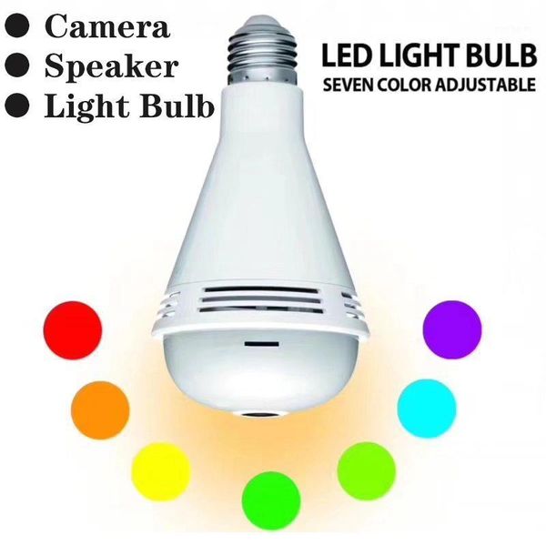 

wifi lamp bulb camera ip 960p fisheye wireless panoramic home security 360 degreecctv 7 light bluetooth music speaker camera1