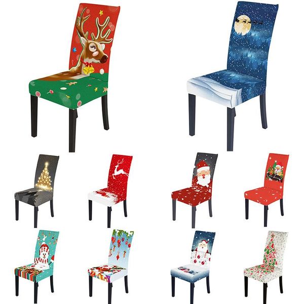 

chair covers christmas decoration spandex cover dining room stretch wedding slipcover printed pattern el