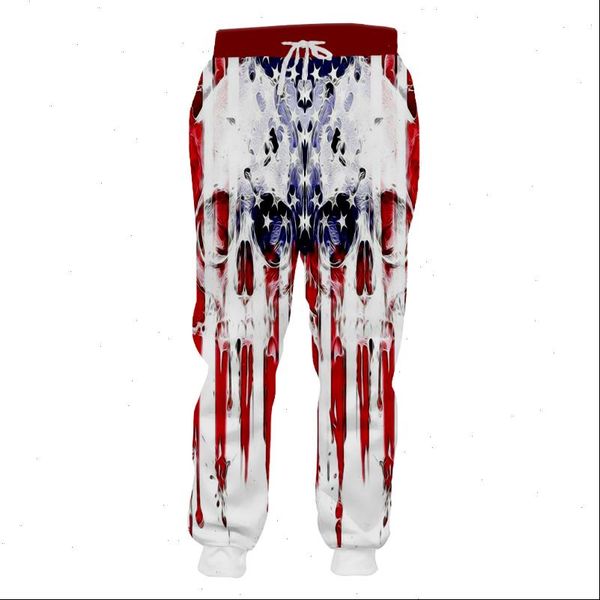 

terror 3d skull men women joggers trousers funny blood american flag sweatpants sports trousers with drawstring trousers, Black