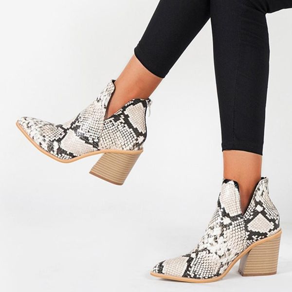 

women pointed toe sneak skin ankle bare shoes winter casual ladies leather boots western wild new style fashion shoes boot1, Black