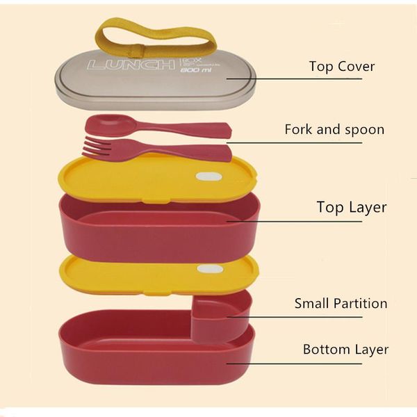 

800ml двухслойная коробка для обеда с суповым кубком здорового материала бенто коробки микроволновая печь для хранения еды контейнер для хра
