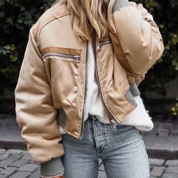 

zoulv 2020 new zipper short baseball jackets women casual loose bomber coat female outwear spring autumn, Black;brown