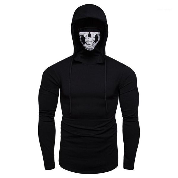 

men's hoodies & sweatshirts mens mask skull pure color pullover long sleeve hooded sweatshirt black/gray plus size 3xl men's 1