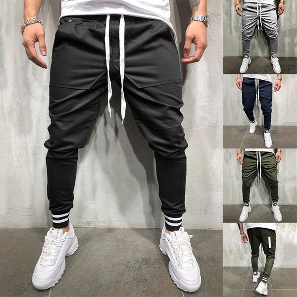 

joggers men pants men's personality european and american hip-hop style stitching cotton slim fit trousers casual joggers pants1, Black