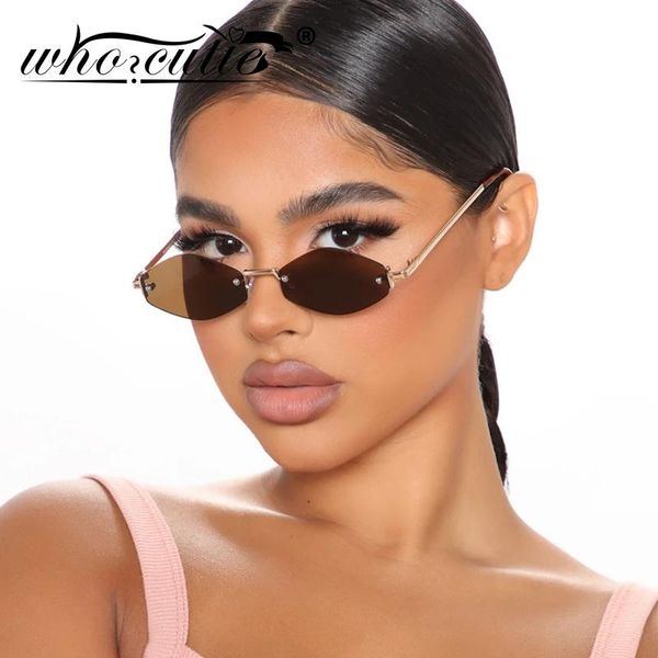 

sunglasses 90s retro kendall and kylie women brand design 2021 vintage tint yellow red lens frameless sun glasses shades om565, White;black