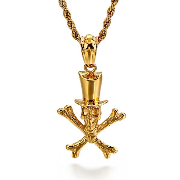 

fongten hip hop viking skull head head head cleance celection choker choker скелет из нержавеющей стали с шляпной подвеской для мужчин goth, Bronze;silver