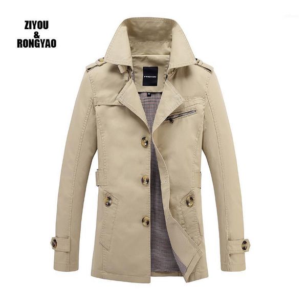 

2020fashion plus size men jacket coats solid color stand collar long sleeve zip pocket slim windbreaker pocket slim jacket coat1, Tan;black