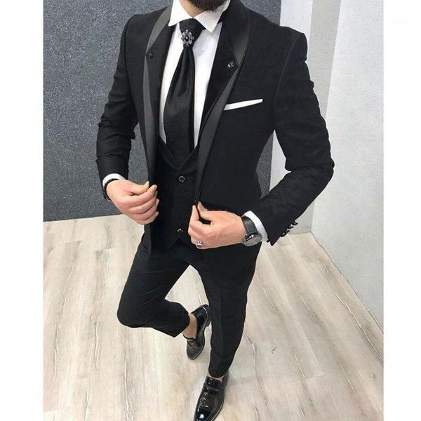

black slim fit men suits for boyfriend 3 piece business formal groom tuxedos for wedding prom shawl lapel man fashion costumes1, White;black