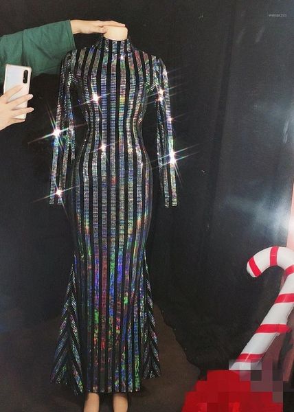 

multi-color striped sequins long dress black velvet birthday celebrate prom evening party singer host dresses stage costume1, Black;gray