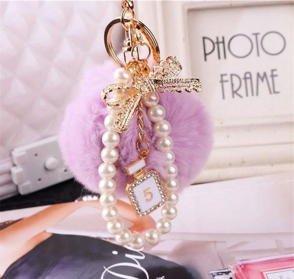 

ключ кольцо женская сумочка жемчужной шарик пушистые ювелирные изделия 2020 автомобильные брелки цепные клазонные клазонные крепки кристалли, Silver