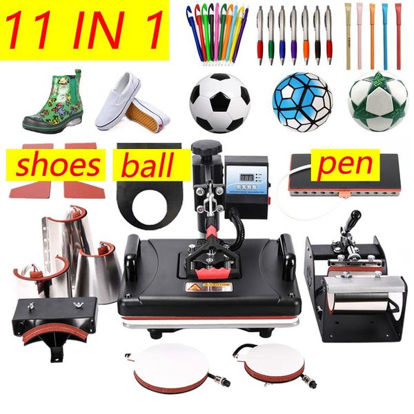 Drucker 11 in 1 Kombi-Heißpressmaschine, Sublimation/Wärmepresse, Wärmeübertragungsmaschine für Becher/Mütze/T-Shirt/Handyhüllen/Stift/Schuhe/Ball