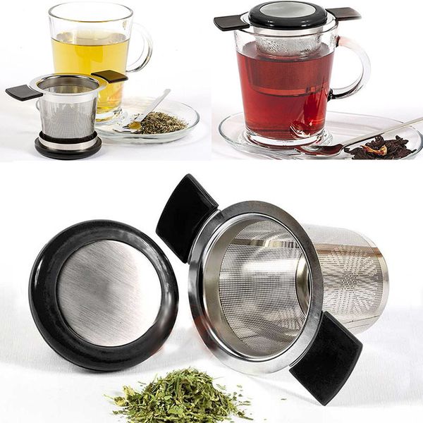 

stainless steel mesh tea infuser with silicone handle reusable strainer loose tea leaf filter diffuser for kitchen dining bar tool wx9-531