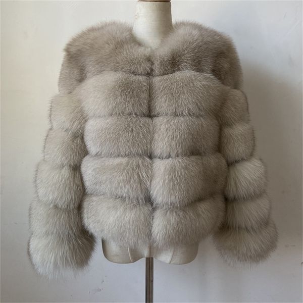 

beiziru real fur coat sleeves 55cm natural fox fur jacket winter warm fashion leather coat natural fur genuine leather coats 201212, Black
